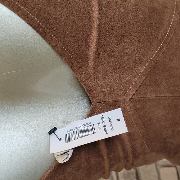 NWT Aritzia Wilfred Free Jones Dress | Dark Camel Faux Suede | Size 4 - Picture 4 of 15